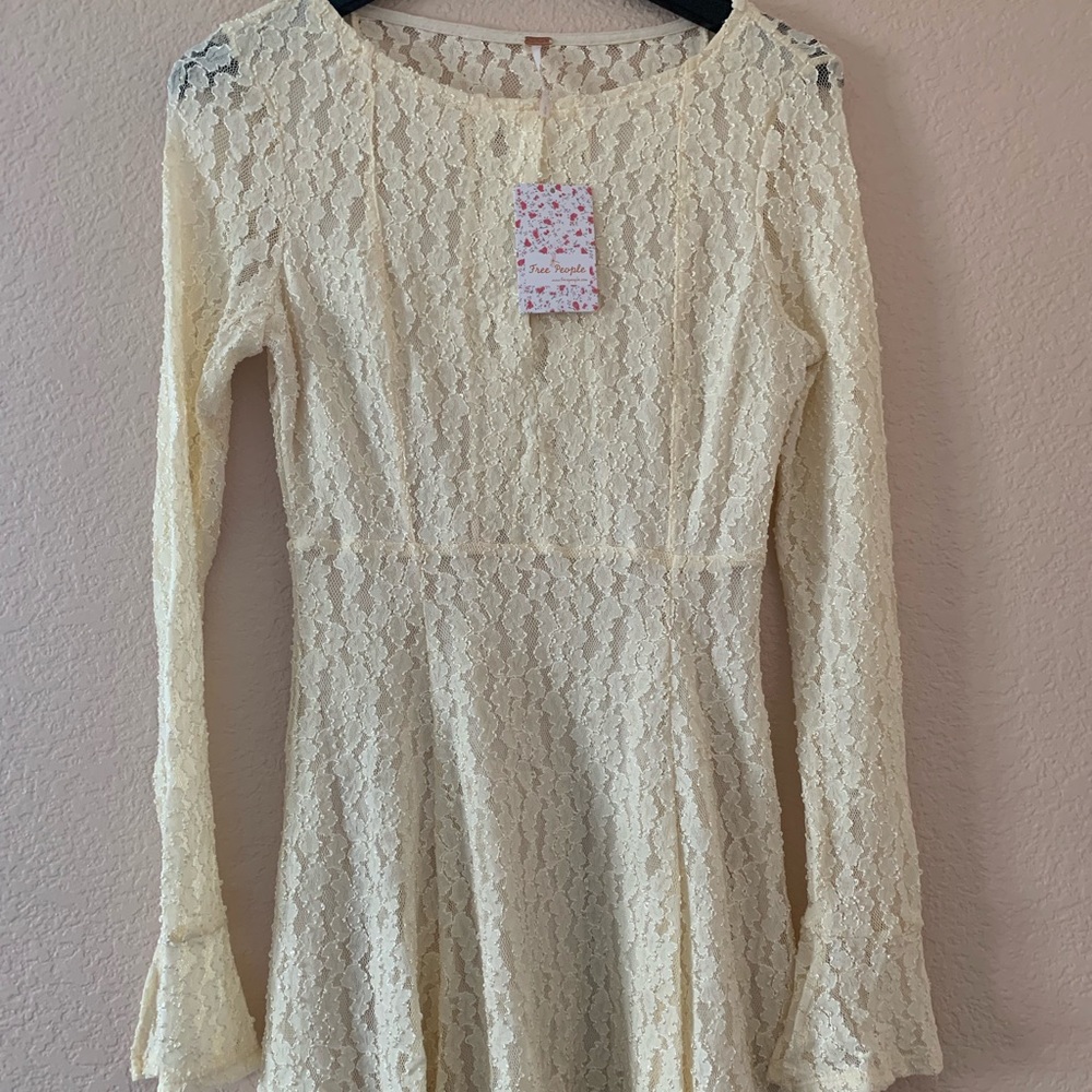 New: Free people Ivory lace bell sleeve dress